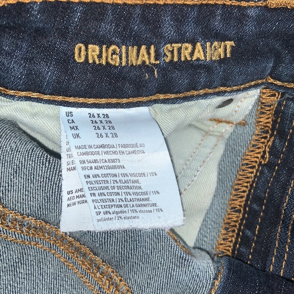 Straight Leg Dark Wash Denim - American Eagle Original Active Flex Vintage Jeans - Picture 7 of 7